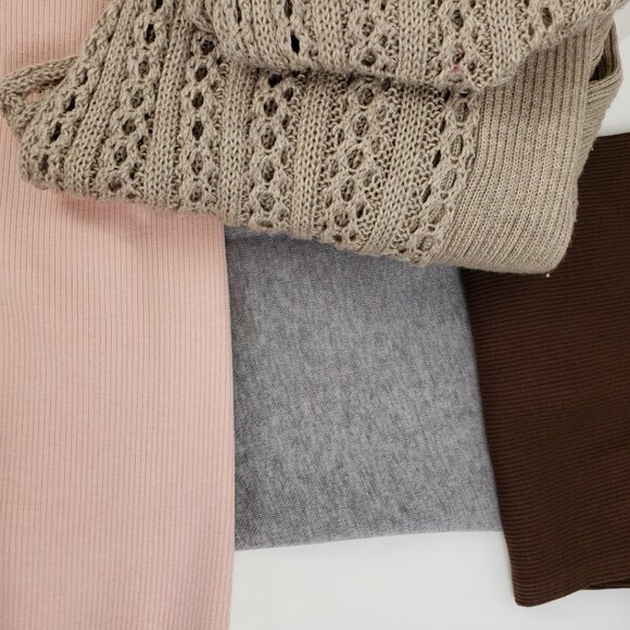 ELEMENTZ Sz PS Cardigan Sweater Tan Taupe Khaki Open Knit Weave Women Petite - Picture 4 of 16